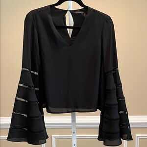 Endless Rose Black Bell Sleeve V Neck Blouse Size Small